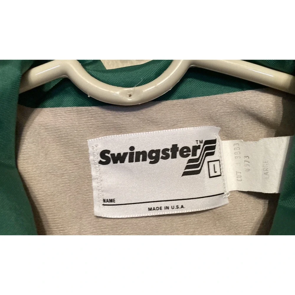 Vintage 1980s Pioneer Seed Swingster Full Zip Satin Windbreaker Green Jacket L
